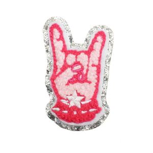 Iron on Embroidery Sliver Edge pink Diamond Flower <b>Hat</b> Dollar <b>Lighting</b> Rock Chenille Patch for Kid's Clothes <b>Hat</b> Bag - Product Image 5