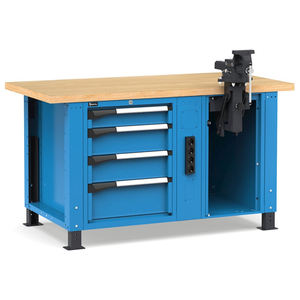 Établi réglable bleu Fami Master 150cm avec 4 tiroirs, étau et 4 prises - Product Image 1