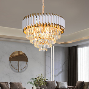 Lámpara de Techo Redonda de Lujo para Interiores, Araña de Cristal Moderna Negra y Dorada con LED para el Hogar - Product Image 1