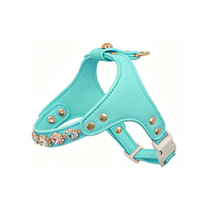 Zenos Luxury Crystal Rhinestone Leather Dog Harness & Leash Set for Small Dogs, Bling Vest Harness for Maltese <b>Puppy</b> - Product Image 5