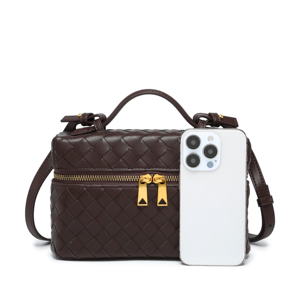 Burgundy Vegan PU da dệt bện Túi xách thời trang Vanity trường hợp cho phụ nữ vai túi với nách Bím Tóc - Product Image 6