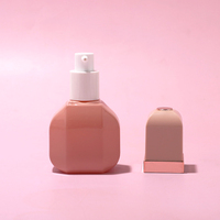 Flacon pompe en verre de 30 ml, style unique personnalisé, avec bouchons pompe roses pour fond de teint liquide