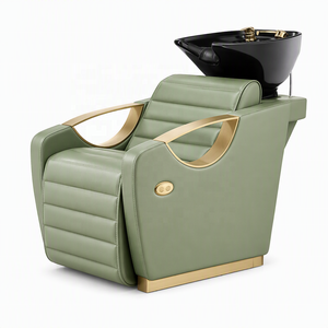 Ensemble complet de mobilier de salon vert sauge, vente en gros directe usine : Fauteuil de barbier, miroir LED, poste de lavage, canapé d'accueil - Product Image 4