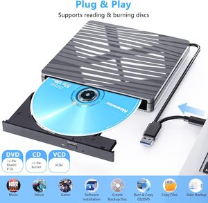Externes DVD-Laufwerk USB 3.0 <span class=keywords><strong>CD</strong></span>-<span class=keywords><strong>Brenner</strong></span> <span class=keywords><strong>CD</strong></span>/DVD + Optisches Laufwerk für Laptop Desktop 11/10/8/7 <span class=keywords><strong>Linux</strong></span> OS - Product Image 3