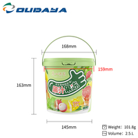 Gobelets à collation en PP de qualité alimentaire à paroi simple, avec couvercle et poignée, certifiés HACCP, designs personnalisés IML 2,5 L 101,8 g, inviolables