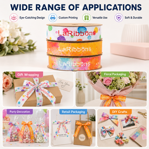 Cinta de Grosgrain con Estampado de Salpicaduras de Acuarela Arcoíris, Cinta Multicolor Vibrante para Lazos de Pelo para Niños, Manualidades DIY - Product Image 6