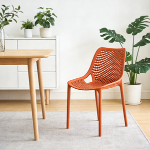 Fauteuil empilable en plastique au design moderne à dossier grillagé, polyvalent pour cuisine, balcon, petit café et événements, facile à ranger - Product Image 6