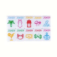 Jeu de Mahjong Créatif Moderne en Acrylique, Tuiles de Mahjong Personnalisées en Acrylique Bleu Clair, Tuiles de Mahjong Peintes à Couche Unique