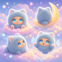 Peluche IA Mignonne avec Yeux Lumineux, Compagnon Émotionnel, Animal en Peluche Interactif 4G ESIM avec Chat Vocal, Cadeau pour Enfant 10cm, 5-7 Ans