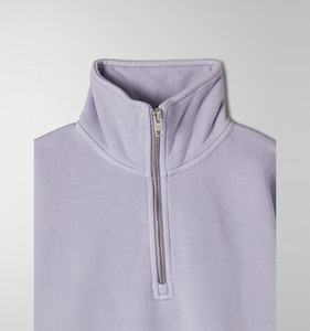 Unisex 1/4 Zip Pullover with Crew Neck Sweatshirt Women 80%cotton 20%polyester Hoodies Purple Oversized Pullover <strong>Jumper</strong> - Product Image 5