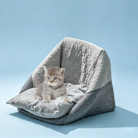 SUREWALHOME Lit-caverne pour chats d'intérieur jusqu'à 7 kg, 37x33x30cm, 3 en 1, tente pliable en microfibre, maison-caverne chaude pour chat, canapé-lit pour chat