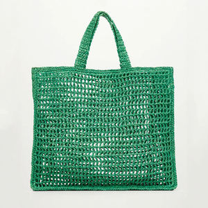 Borse da viaggio da spiaggia estive borsa da viaggio in vimini di paglia di rafia borsa da donna di design di lusso borsa da Shopper intrecciata di parigi - Product Image 5