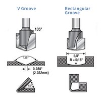 Fraise à rainurer en V pour panneaux ACP Viextro, en carbure diamanté non revêtu 55HRC pour routeur CNC