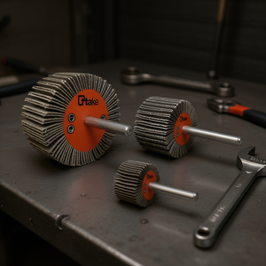 แผ่นขัด Trizact ขนาด 40x30 มม. เบอร์ A100 พร้อมแกน 6 มม. สำหรับงานเจียร - Product Image 3