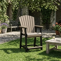 Tabouret de bar Adirondack à dossier haut en HDPE, écologique, résistant aux intempéries, chaise de salle à manger d'extérieur, avec accoudoirs et repose-pieds, pour jardin, bord de piscine