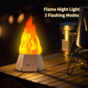 Luz nocturna con forma de llama para Halloween, con 3 modos de destello, carga USB, lámpara decorativa para exteriores, camping, jardín, paisaje, luz navideña - Product Image 2