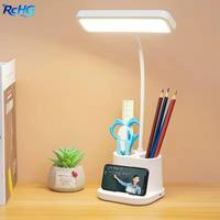 Lampe de table d'apprentissage multifonctionnelle à LED rechargeable, trois températures de couleur, protection des yeux, support de rangement pour stylos et téléphone portable