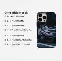 Coque TPU antichoc haut de gamme motif voiture de sport noire avec cadre de protection d'objectif pour iPhone 17 16 15 14 13 Pro Max