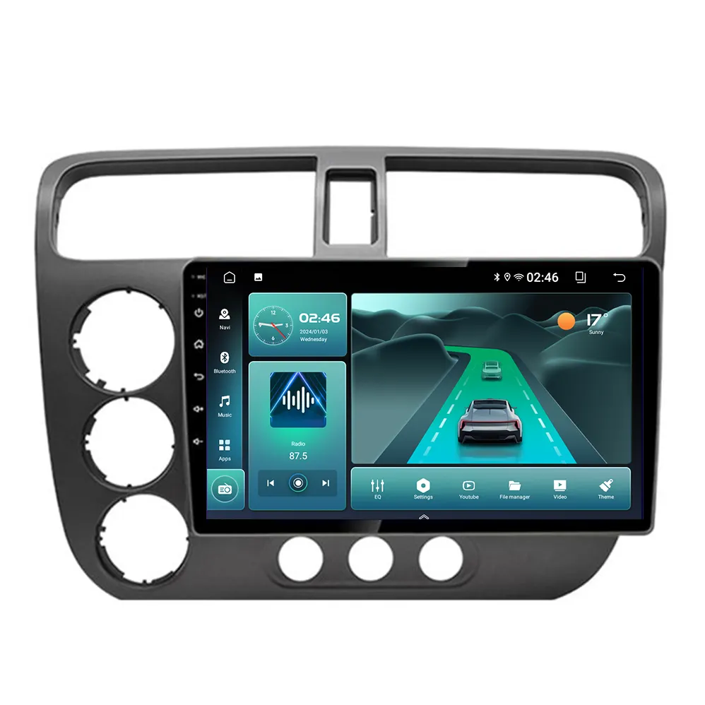 Android Auto Carplay coche Radio Multimedia para Honda Civic 7 2000-2006 coche Android coche reproducción de vídeo estéreo GPS BT 5,4 5G + 2,4G WIFI6