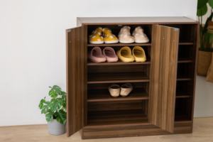 Étagère à chaussures pour appartement individuel, étagère à chaussures en panneaux de particules, design moderne, table de rangement pour chaussures d'entrée - Product Image 2