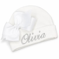Gorro de Bebé de Algodón Blanco con Lazo, Suave, Transpirable y Amigable con la Piel, Tejido, para Recién Nacidos, Protege la Fontanela, Venta al por Mayor de Fábrica/OEM