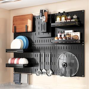 Étagère murale en acier inoxydable pour cuisine, avec étagères et crochets pour organiser ustensiles, épices et vaisselle - Product Image 1