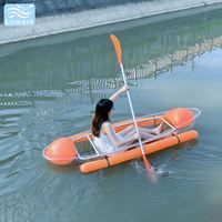 Kayak transparent en cristal coloré avec siège, sac flottant latéral et pagaie double pour la pêche, fabriqué en Chine par Lumark, certifié CE