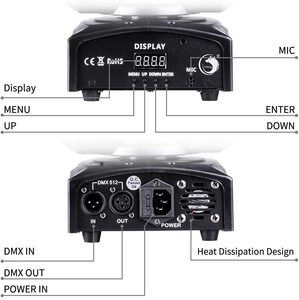 Faro Mini Gobo da Palco 50W <span class=keywords><strong>con</strong></span> Testa Mobile <span class=keywords><strong>LED</strong></span> DMX512, Telecomando Wireless 540/180 Pan/Tilt, 9/11 Canali, IP33 - Product Image 5