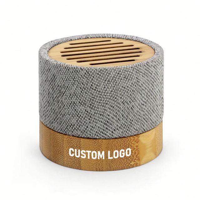 Wholesale Eco-friendly Bamboo Housing Cylinder Speaker Portable Wireless Mini Speaker Christmas Gift Desktop Music Speaker