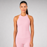 Débardeur de yoga pour femme effet seconde peau, col licou, sans manches, à double bretelle réglable avec boucle, séchage rapide, pour la gym et le quotidien
