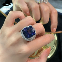 Nouvelle bague de luxe pour femme en diamant de laboratoire de 21,61 carats, taille oreiller, personnalisable, or blanc 9K-18K, pour mariage, fête, sertie