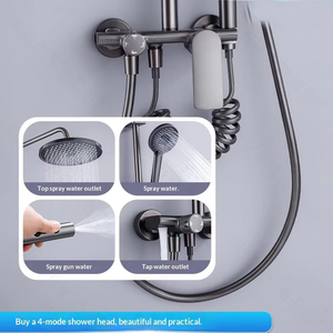 Pommeau de douche mural moderne en acier inoxydable à double poignée avec barre coulissante, puissant et innovant pour salle de bain - Product Image 5