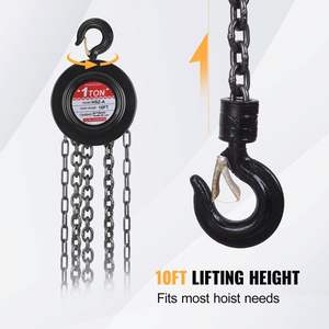 DB Heavy Duty 1 tonelada/2200 libras de capacidad Polipasto de cadena manual Altura de elevación de 10 pies Bloque de cadena manual Acero G80 Altura de elevación de 10 pies - Product Image 3