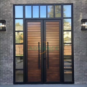 Portes battantes en alliage <span class=keywords><strong>d</strong></span>'aluminium noir, modernes, étanches, pour l'<span class=keywords><strong>entrée</strong></span> principale de la maison, <span class=keywords><strong>moins</strong></span> chères pour l'extérieur. - Product Image 2