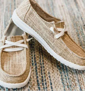 여름 여성 로퍼 싱글 솔 캔버스 캐주얼 신발 슬립온 경량 패션 트렌드 재고 가능 - Product Image 5