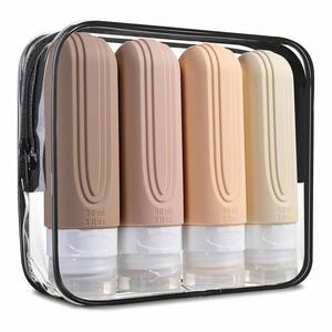Kit de Botellas de Viaje Reutilizables de 3 Oz con Logotipo Personalizado, Juego de Botellas de Silicona a Prueba de Fugas para Artículos de Aseo - Product Image 1