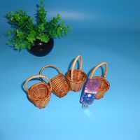 Rotin Mini panier à main Style pastoral accessoires de photographie petit divers noël Mini panier cadeau