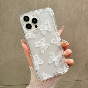 Custodia per telefono a farfalla bianca in offerta speciale per <span class=keywords><strong>iPhone</strong></span> 16 Plus 15 17 Pro Max <span class=keywords><strong>14</strong></span> 13, cover posteriore trasparente antiurto per cellulare - Product Image 1