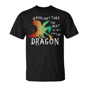 T-shirt créature mythique crachant des flammes de dragon noir pour adulte unisexe - Product Image 3