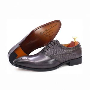 Chaussures Oxford en cuir véritable pour homme, à lacets, grises, habillées - Product Image 6