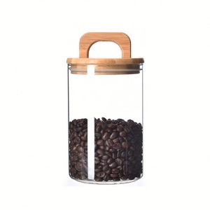 <b>Kitchen</b> Pantry Food <b>Storage</b> Container Canister Airtight Coffee Bean Glass <b>Storage</b> <b>Jars</b> Clear Glass <b>Jar</b> with Bamboo/Wooden Lid - Product Image 4
