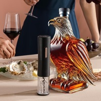 Carafe à whisky en verre sans plomb en forme d'aigle unique, avec bouchon hermétique, pour bar et cadeau (vente en gros)