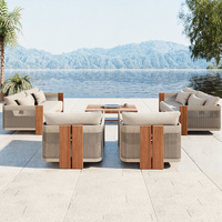 Ensemble de meubles d'extérieur modernes tissés à la main, ensemble de salon de jardin de luxe avec table basse, canapé d'extérieur imperméable pour hôtel