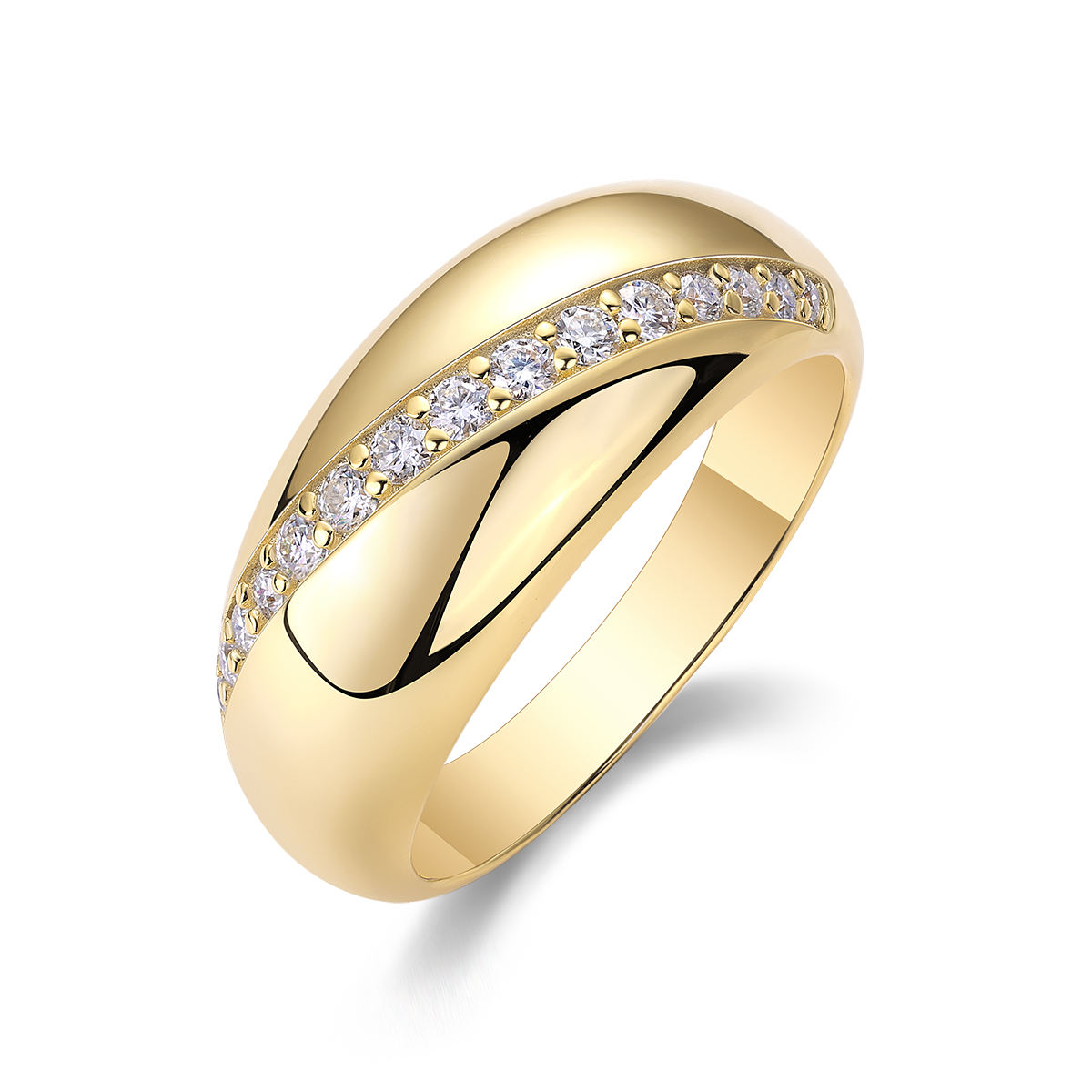 Luxury Pavé Moissanite Multi-Stone Ring Gold-Plated S925