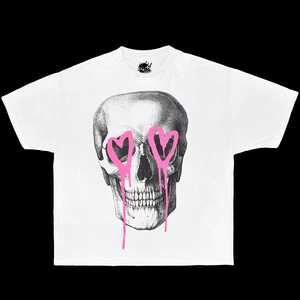 T-shirt oversize con grafica Heart Eyes, streetwear Y2K Meme Kids - Product Image 1