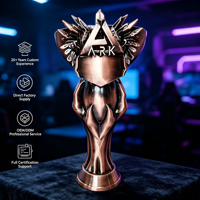 Trophée Métallique Esports Personnalisé, Plaque de Récompense en Bronze Antique avec Couronne Pointue et Bouclier, pour Champion de Jeu