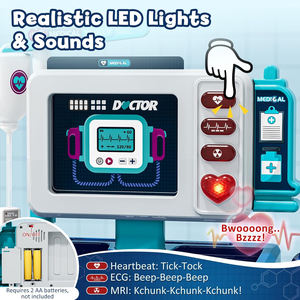 Ensemble de 37 jouets de médecin pour enfants, jeu de simulation préscolaire, kit médical de médecin avec lumière et son, <span class=keywords><strong>valise</strong></span> portable pour enfants - Product Image 3