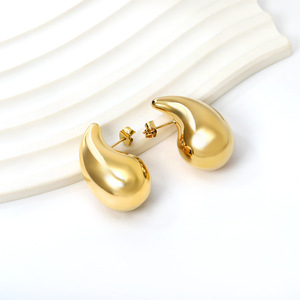 Ensemble collier et boucles d'oreilles en forme de larme, ovales géométriques, en acier inoxydable, unisexe, pour tous les jours, bijoux raffinés - Product Image 3