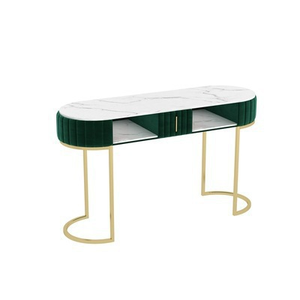 Juego de Sillas y Mesas de Manicura Modernas de Lujo, Muebles de Salón con Luz LED y Colector de Polvo, Hechos de Mármol, Madera y Metal - Product Image 4