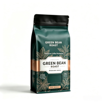 Sachet à café à fond plat estampé feuille d'or avec valve, qualité alimentaire, refermable, pour propriétaires de marques de café torréfié, vente en gros